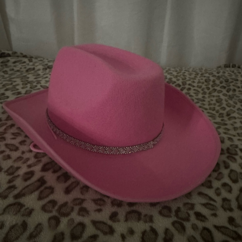 Pink Women's Felt Cowboy Hat with Decorative Band